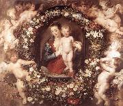 RUBENS, Pieter Pauwel Madonna in Floral Wreath oil on canvas